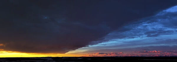 Dramatically Glowing Chinook Cloud Formation At Sunrise; Calgary, Alberta, Canada