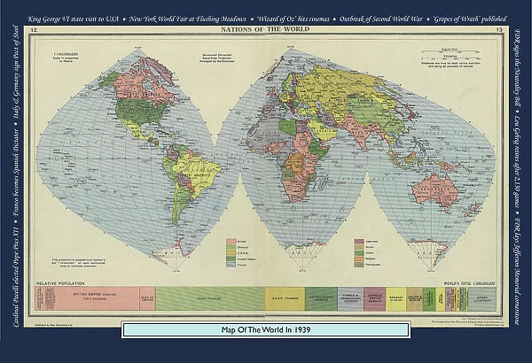 Historical World Events map 1939 US version
