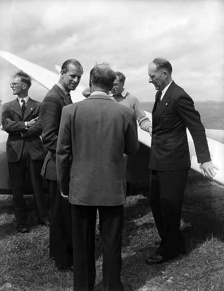 The Duke of Edinburgh at Nympsfield, headquarters of the Bristol Gliding Club
