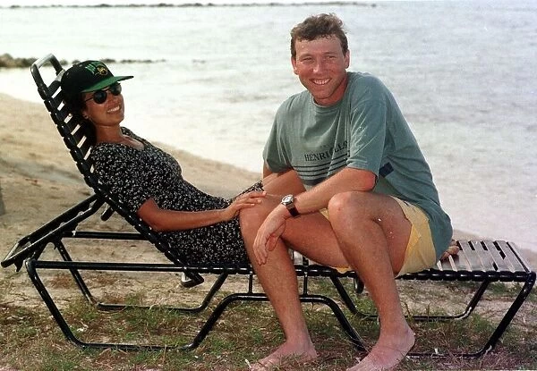 Mike Atherton Cricket with his new Girlfriend Isobell on Holiday in Jamaica at the Half