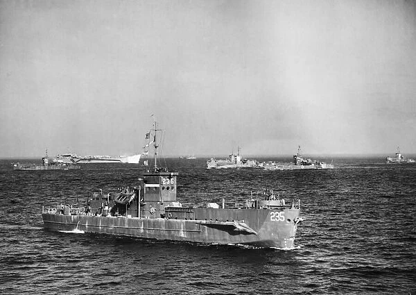 US Navy landing craft in the Bay of Salerno. 17th September 1943