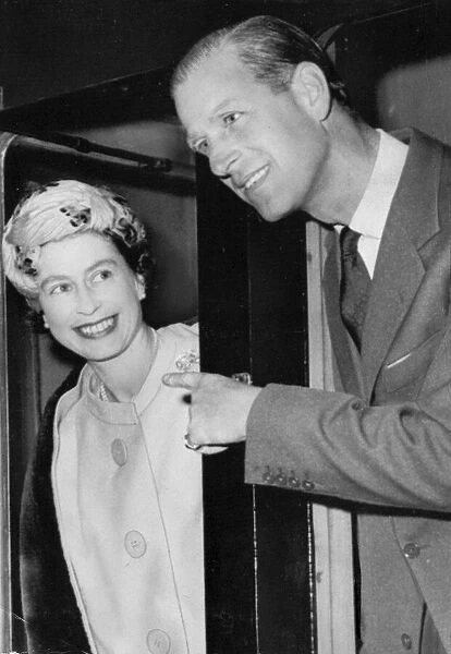 The Queen and Prince Philip on board the Royal Train. 15th October 1960