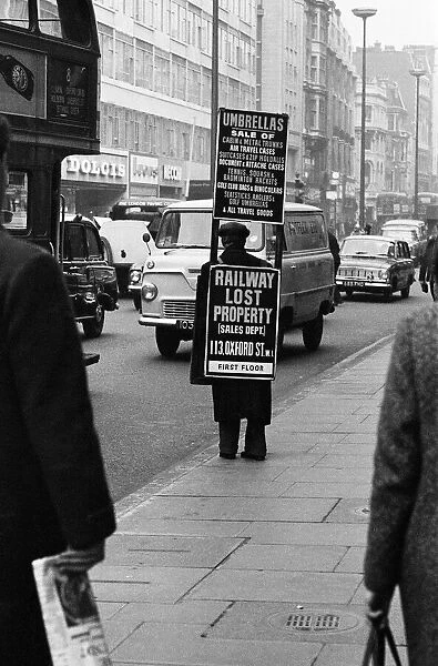 Sandwich Board men in Oxford Street, 15th February 1964
