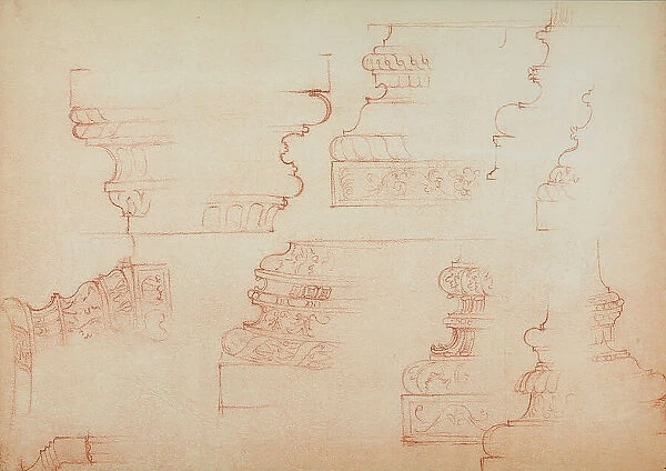 Study for various column bases; drawing by Michelangelo. Casa Buonarroti, Florence