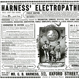 Advert for Harness Electropathic corset belts 1888