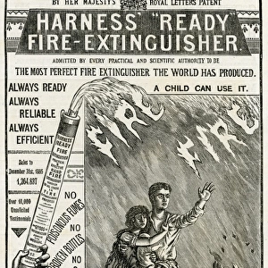 Advert for Harness ready fire-extinguisher 1886