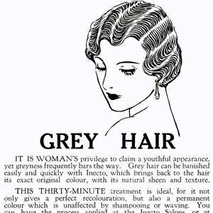 Advert for Inecto Salons: unwanted grey hair 1930