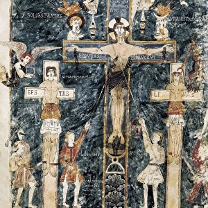 Beatus of Girona. 976. Fol. 16v, Crucifixion