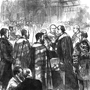 Benjamin Disraeli takes the House of Lords Oath, 1877