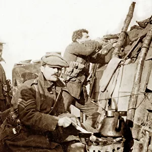 British Soldiers in a WW1 Trench