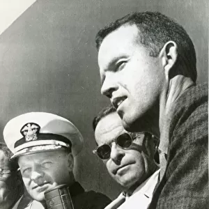 Capt Leroy Cooper, right, with Admiral Hills and Joachi?