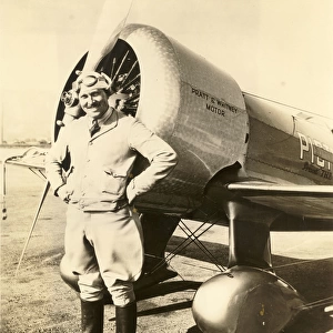Col Roscoe Turner in front of his Wedell-Williams Special Ra