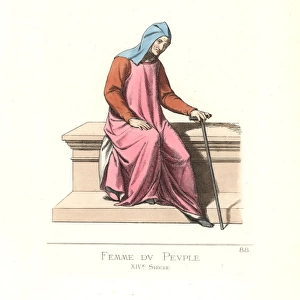 Costume of a common woman, 14th century