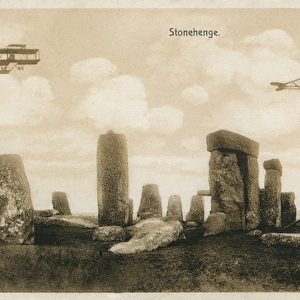Early British Military Aircraft above Stonehenge, Wiltshire