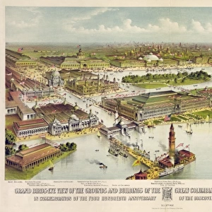 Grand birds-eye view of the grounds and buildings of the gre