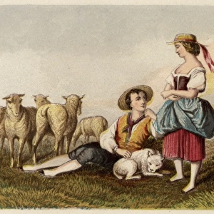 Idealised Victorian shepherd and shepherdess