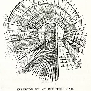 Interior of electric underground train, City Line, London