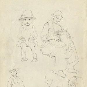 Pencil sketches of women and children