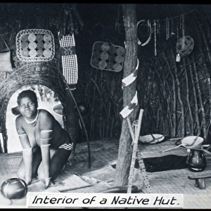 South Africa - Interior of a Native Hut