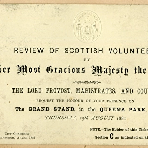 Ticket to Review of Scottish Volunteers, Edinburgh, Scotland