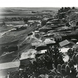 Village on a hill near Gaza, with cacti, WW1