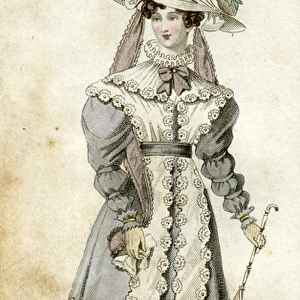 Young woman in a carriage dress