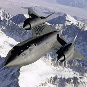 SR-71 Over Snow Capped Mountains