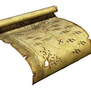 Pirates treasure map, artwork