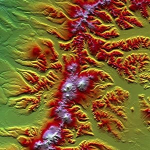 Sredinnyy Khrebet volcanoes, radar image