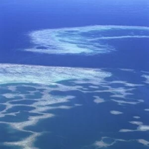 Aerial of offshore reef systems in Fiji, Pacific Islands, Pacific
