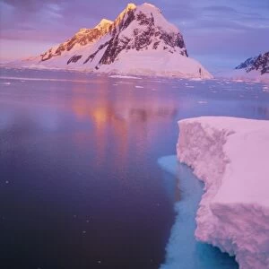 Alpenglow at midnight, Antarctic Peninsula, Antarctica