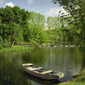 A boat on the river Charente, St. Simeux, Poitou Charentes, France, Europe