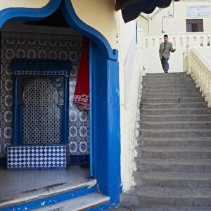 Moktar Ahardan stairs, Medina (Old City), Tangier, Morocco, Door in the Medina (Old City), Tangier (Tanger), Morocco, North Africa, Africa