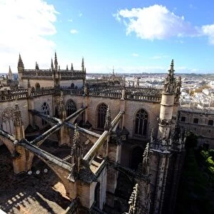 Seville Cathedral seen from Giralda bell tower, UNESCO World Heritage Site, Seville