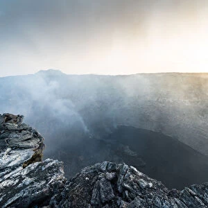 Smoke emission out of Erta Ale volcano caldera, Danakil Depression, Afar Region, Ethiopia