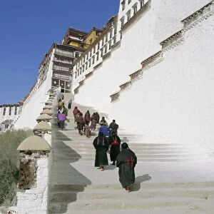 Steps up to the Potala Palace, Lhasa, Tibet, China, Asia