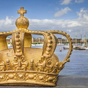 Golden crown on the bridge to Skeppsholmen, Stockholm, Sweden
