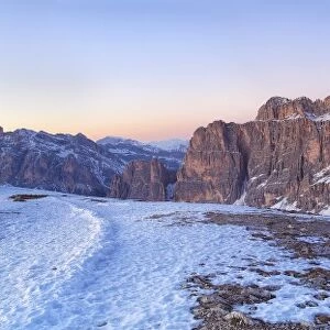 Italy, Cortina d Ampezzo, winter sunset on Tofana di Rozes
