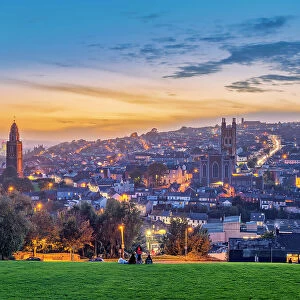 View towards Shandon from Bell's Field at dusk, Patrick's Hill, Cork, County Cork, Ireland