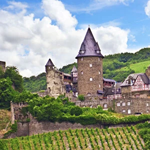 Bacharach, Germany, Stahleck Castle, Schloss Stahleck and Vineyards above the Moselle
