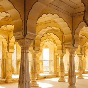 Colonnaded gallery, Amber Fort, Jaipur, Rajasthan, India