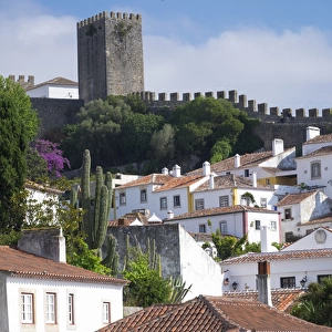 Europe, Portugal, Obidos. Ancient city wall, medieval structure encirles historic Obidos