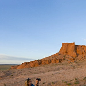 Panorama. Flaming Cliffs. Bayanzag. Gobi Desert. Mongolia
