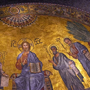 Rome, Italy, Basilica di San Paolo Fuori le Mura, Detail of Apse Mosaic at the alter