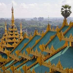 Roof tops of Shwedagon Pagoda, Yangon, Myanmar