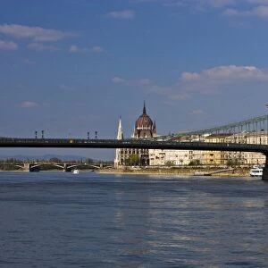 A view of the Chain Bridge in Budapest Hungary
