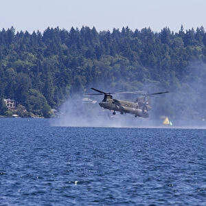 WA, Seattle, Seafair, US Army CH-47 Chinook Helicopter, Special Forces demonstration