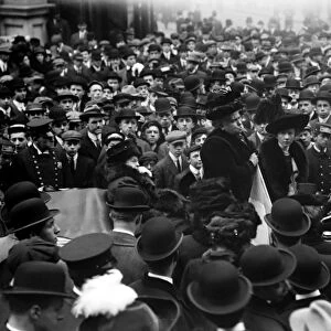 (1847-1919). American preacher, physician and suffragette. Photographed giving a speech on Wall Street, New York City, 7 December 1911