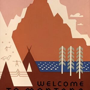SEE AMERICA POSTER, c1937. United States Travel Bureau poster promoting tourism in Montana
