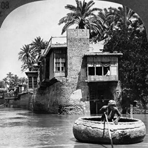 BAGHDAD: TIGRIS, c1914. A boater on the Tigris river in Baghdad, Iraq